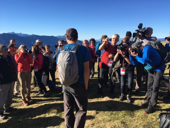 Alex Honnold wird auf der Plose in Brixen fotografiert und gefilmt