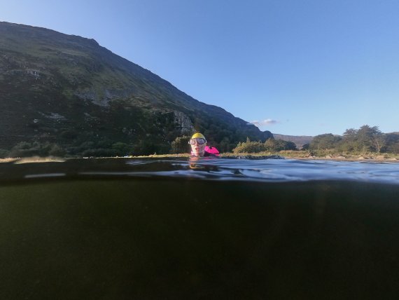 With the buoy in the water