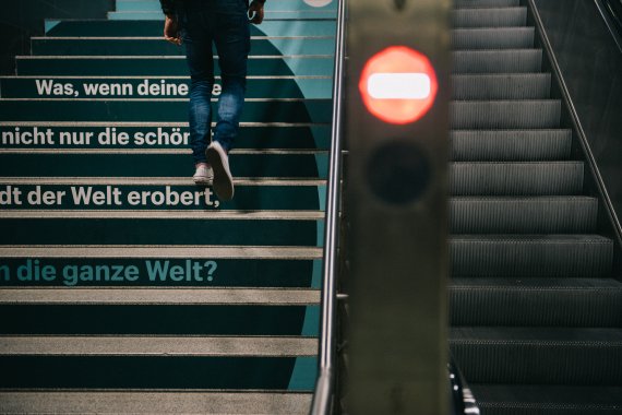 Climbing stairs in Hamburg