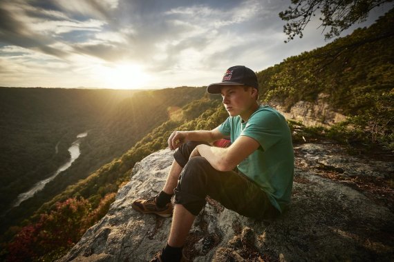 Alex Megos in New River Gorge National River n den USA.