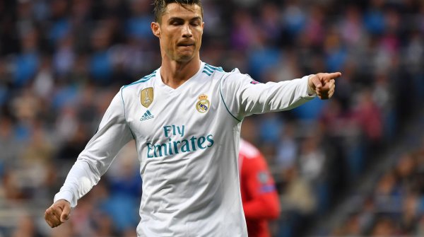 Cristiano Ronaldo in the Adidas jersey of Real Madrid